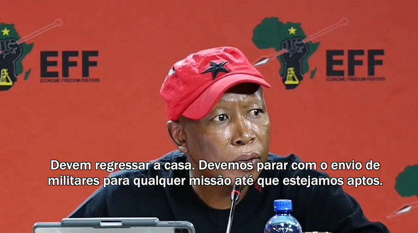 Força sul-africana na RDC: Malema diz que envio de tropas foi uma decisão imatura e irracional